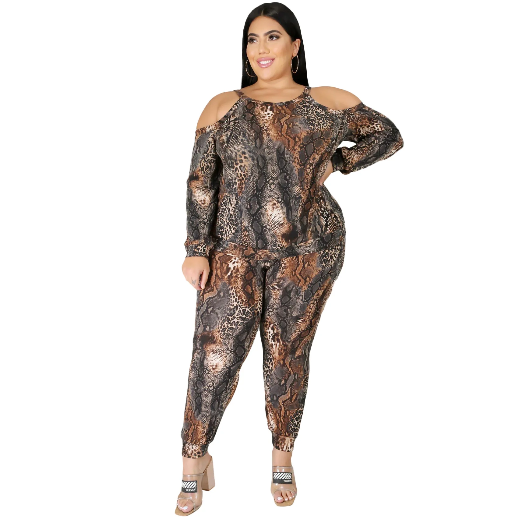 Sexy Femalel Serpentine Printed Two Piece Set 2021 Women Off Shoulder Gallus Long Sleeve Sexy Lady's Plus Size XL-4XL
Sexy Femalel Serpentine Printed Two Piece Set 2021 Women Off Shoulder Gallus Long Sleeve Sexy Lady's Plus Size XL-4XL