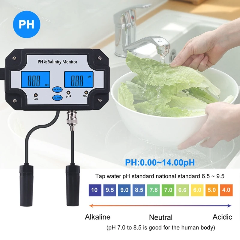 PH-2685 PH & Salinity Monitor 2 in 1 Ph Meter&Salinity Tester for Aquarium Pool Spa Seawater Horticultural EU Plug
PH-2685 PH & Salinity Monitor 2 in 1 Ph Meter&Salinity Tester for Aquarium Pool Spa Seawater Horticultural EU Plug