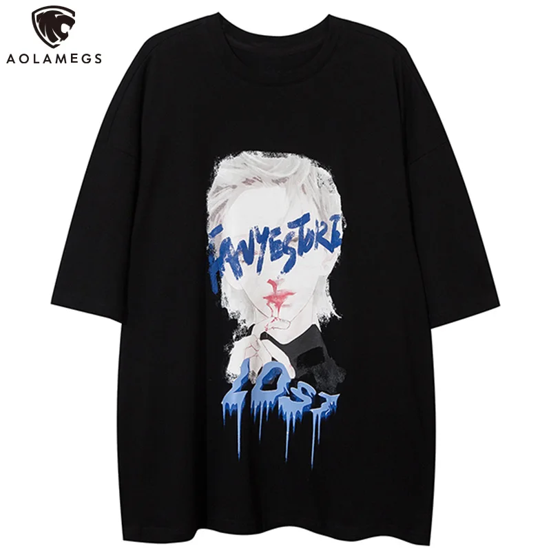 Aolamegs Men's Tee Shirts Comics Painting Printed Letter Graffiti High Street Style T-shirt Men Hip Hop Loose Casual Tops Summer
Aolamegs Men's Tee Shirts Comics Painting Printed Letter Graffiti High Street Style T-shirt Men Hip Hop Loose Casual Tops Summer