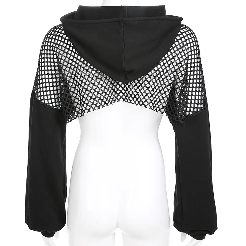 Punk Long Sleeve Crop Top Hoodies Sweatshirts Women Black Mesh Fishnet Hollow Out Hip Hop Gothic Hoodie Rave Streetwear
Punk Long Sleeve Crop Top Hoodies Sweatshirts Women Black Mesh Fishnet Hollow Out Hip Hop Gothic Hoodie Rave Streetwear