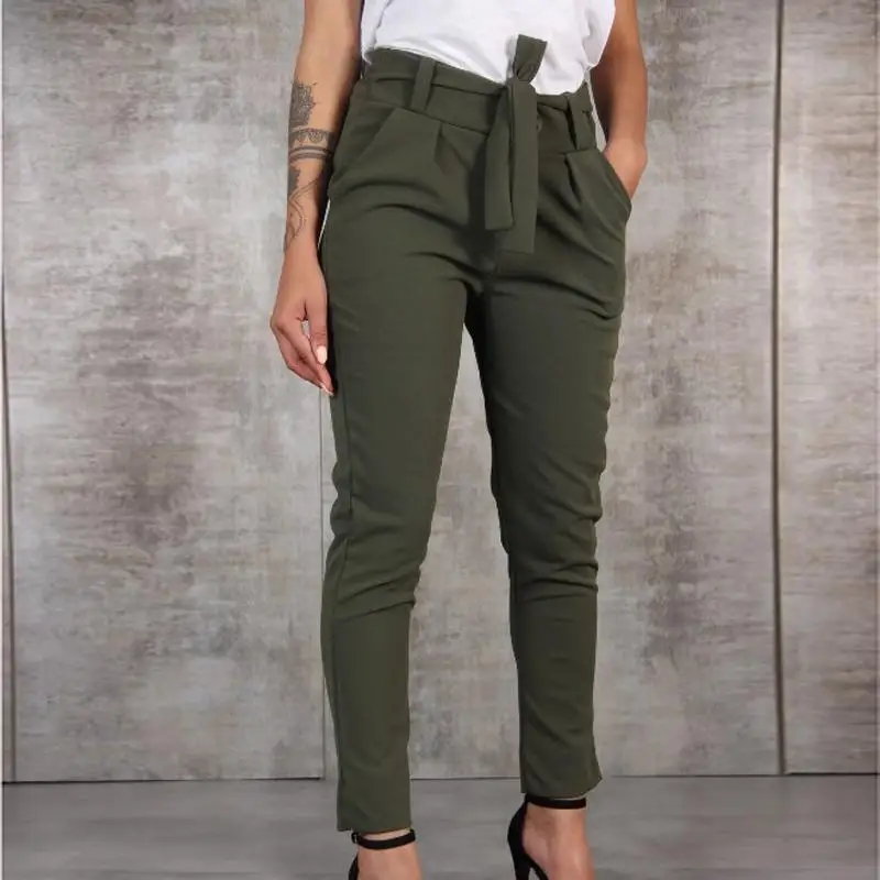 Женские брюки-карго с высокой талией поясом | Женская одежда