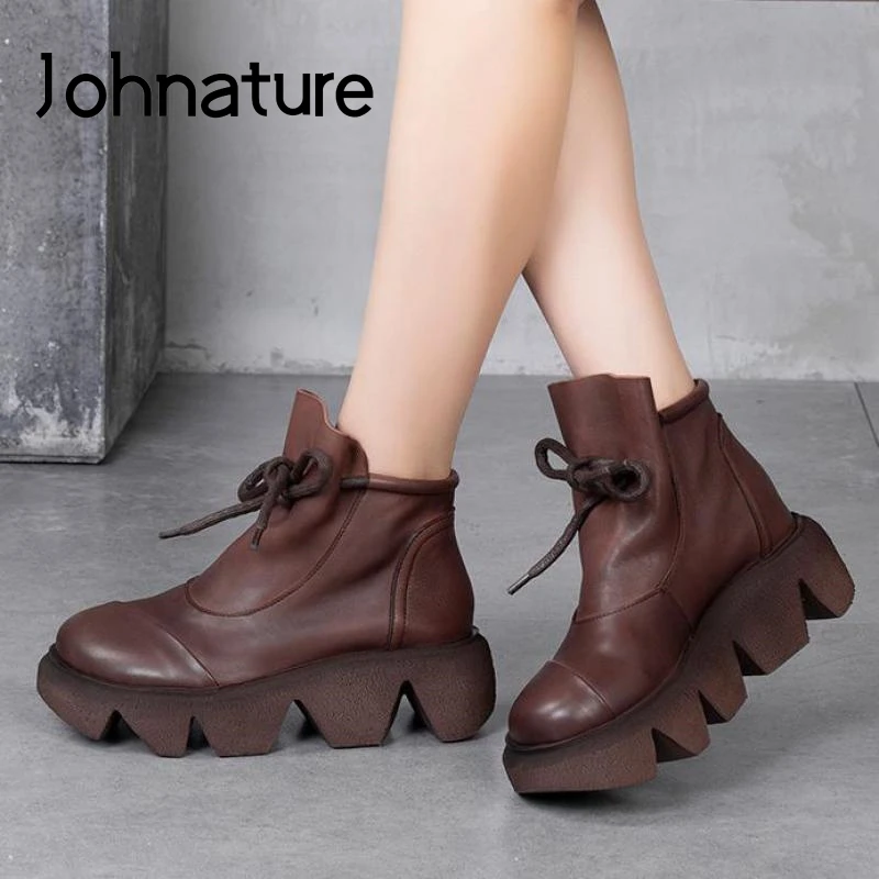 Johnature Platform Boots 2022 New Genuine Leather Women Shoes Wedges Round Toe Handmade Retro Concise Leisure Ankle Women Boots
Johnature Platform Boots 2022 New Genuine Leather Women Shoes Wedges Round Toe Handmade Retro Concise Leisure Ankle Women Boots
