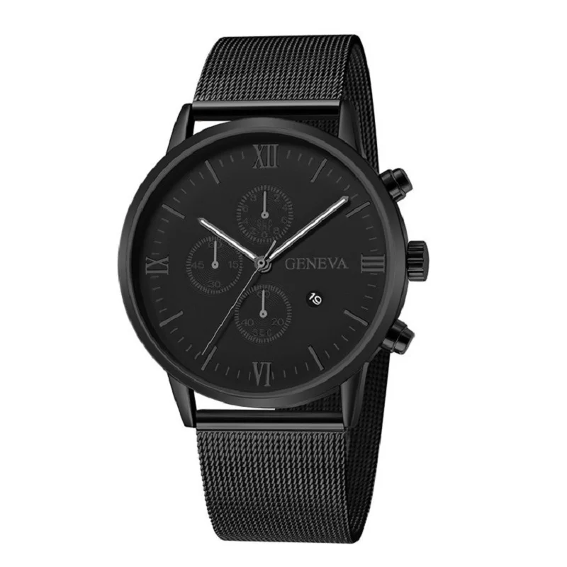 GENEVA Watch Men reloj hombre Fashion Calendar Stainless Steel Black Bracelet Men's Watch Clock Wristwatch relogio masculino 
GENEVA Watch Men reloj hombre Fashion Calendar Stainless Steel Black Bracelet Men's Watch Clock Wristwatch relogio masculino