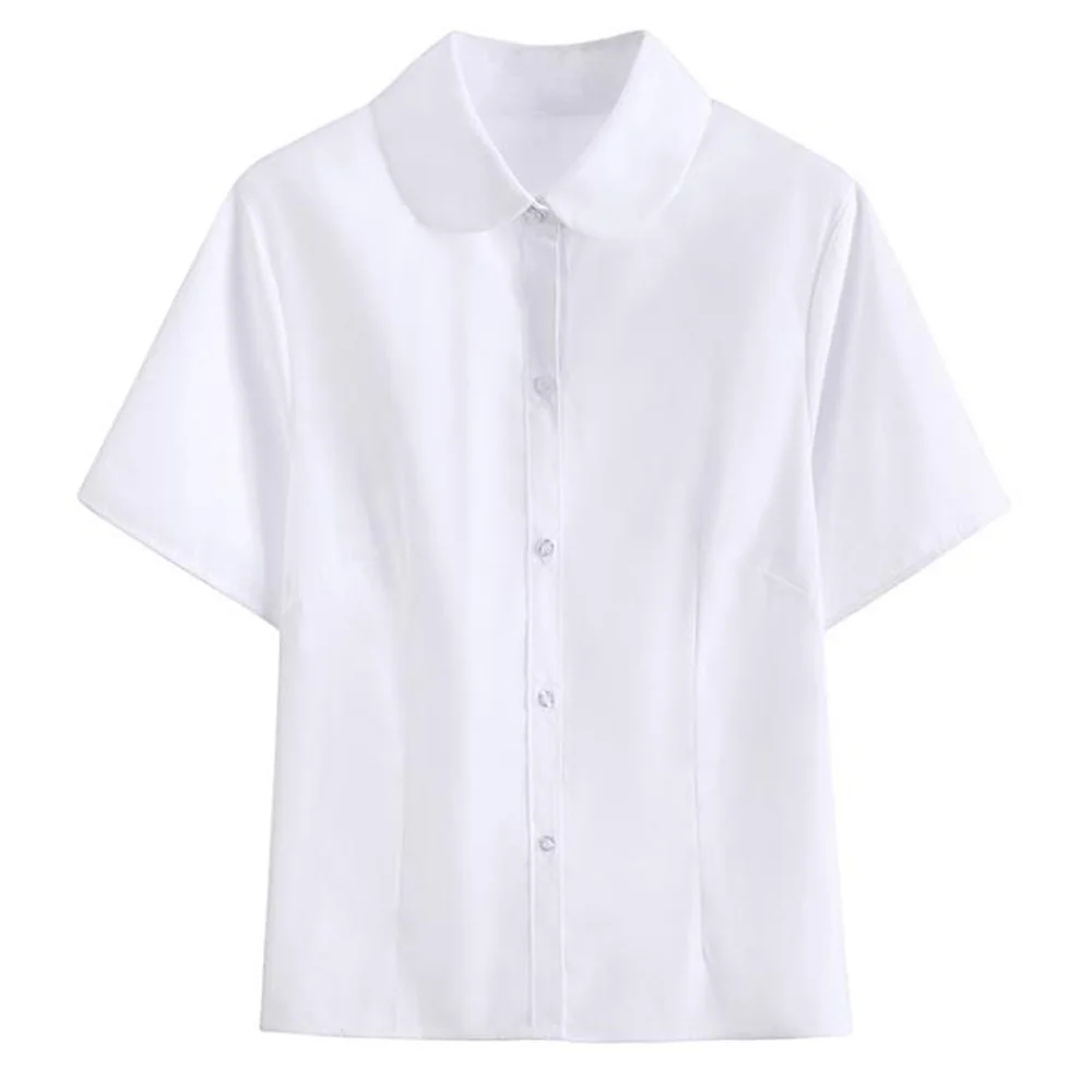 

Рубашки женские в японском стиле для студентов, простые однотонные белые универсальные свободные офисные, летняя Милая модная повседневна...