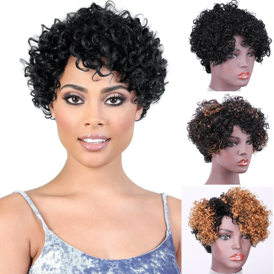 Short Wig Pixie Cut Wig Bob Curly Human Hair Ombre Colored Full Machine Made Wigs For Black Woman Brazilian Remy Human Hair
Short Wig Pixie Cut Wig Bob Curly Human Hair Ombre Colored Full Machine Made Wigs For Black Woman Brazilian Remy Human Hair
