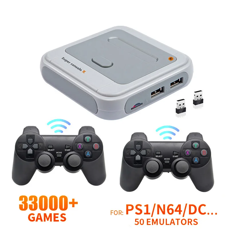 Super Console X TV Game Console For PS1/N64/DC Built-in 50 Emulators with 41000 Games Support Wireless Gamepad
Super Console X TV Game Console For PS1/N64/DC Built-in 50 Emulators with 41000 Games Support Wireless Gamepad
