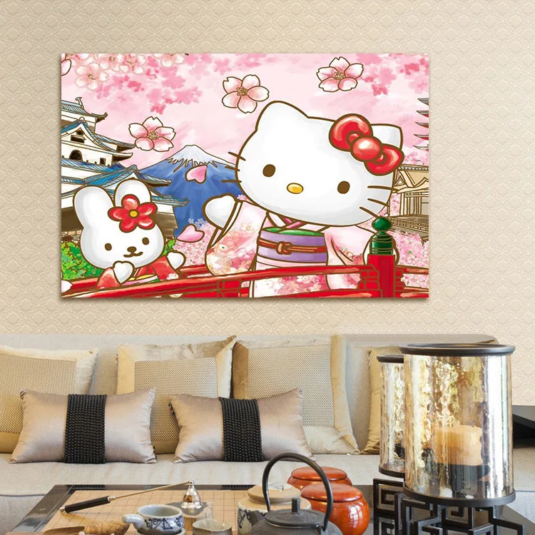 Полностью ювелирный мультфильм кошка живопись Diy hello kitty точка дрель вышивка