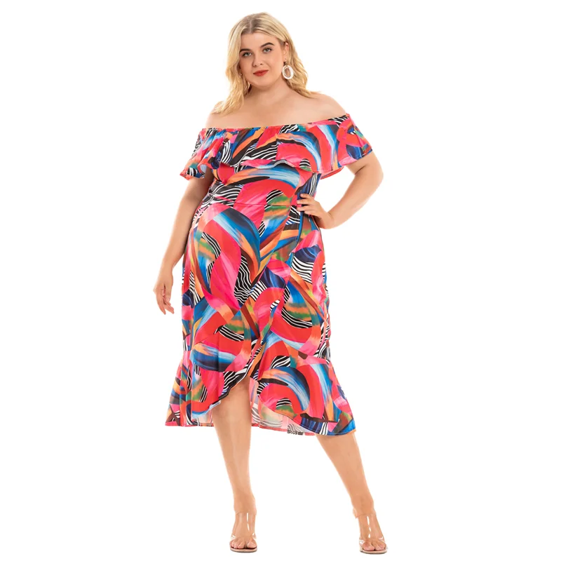 Popular Plus Size High-Low Dress Colorful Off-Shoulder Neckline Print 5XL Dresses Female Sexy Vestido
Popular Plus Size High-Low Dress Colorful Off-Shoulder Neckline Print 5XL Dresses Female Sexy Vestido