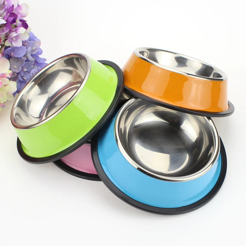 Color stainless steel dog bowl, non-slip pet bowl, dog food bowl, bite-resistant pet supplies
Color stainless steel dog bowl, non-slip pet bowl, dog food bowl, bite-resistant pet supplies