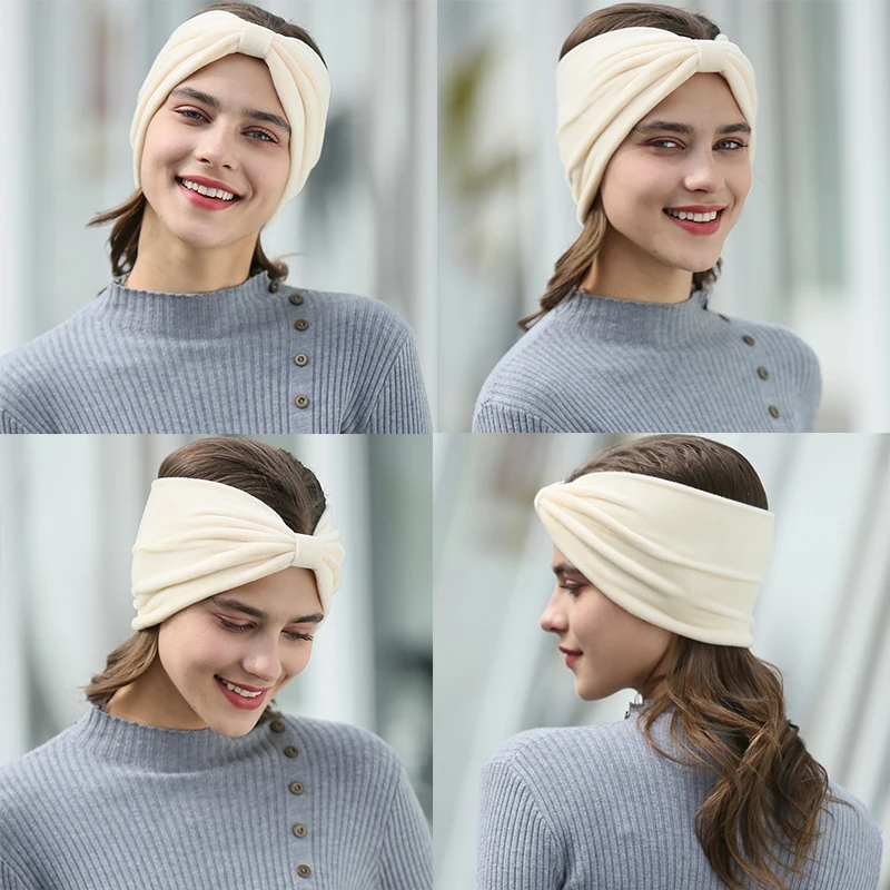 Женская бархатная повязка на голову Molans Теплая эластичная в виде тюрбана Мягкая