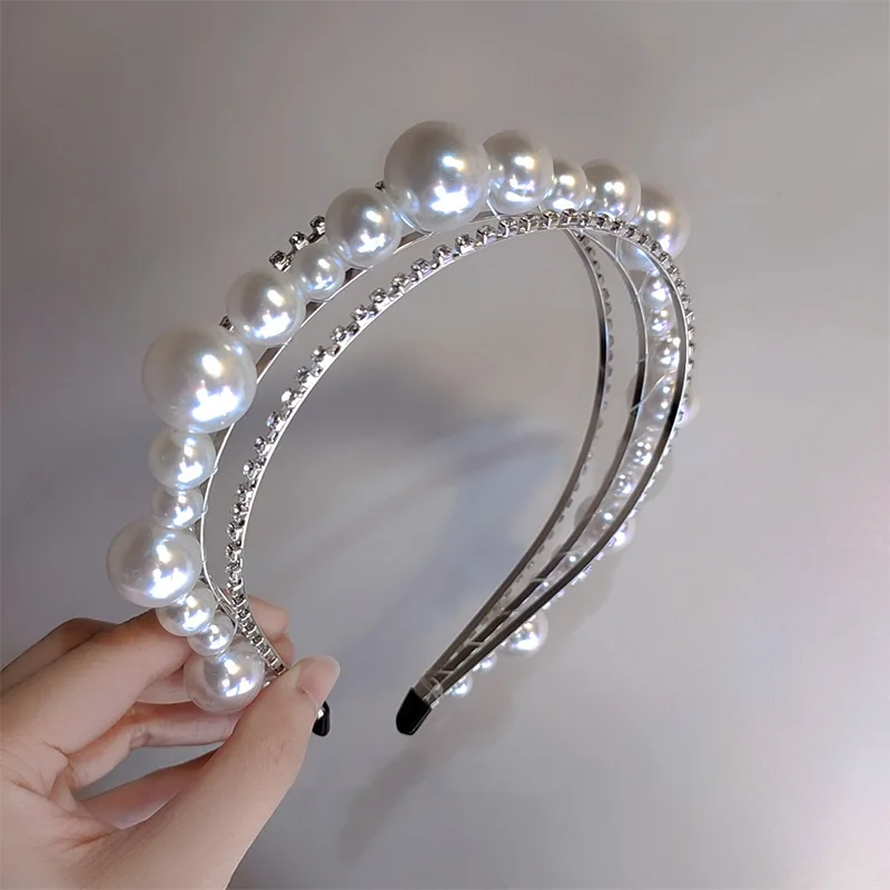 

Baroque Hairbands Multilayer Pearl Diamond Headbands For Women Korea Hair Accessories Hair Band Hair Bows Crown Hairbands