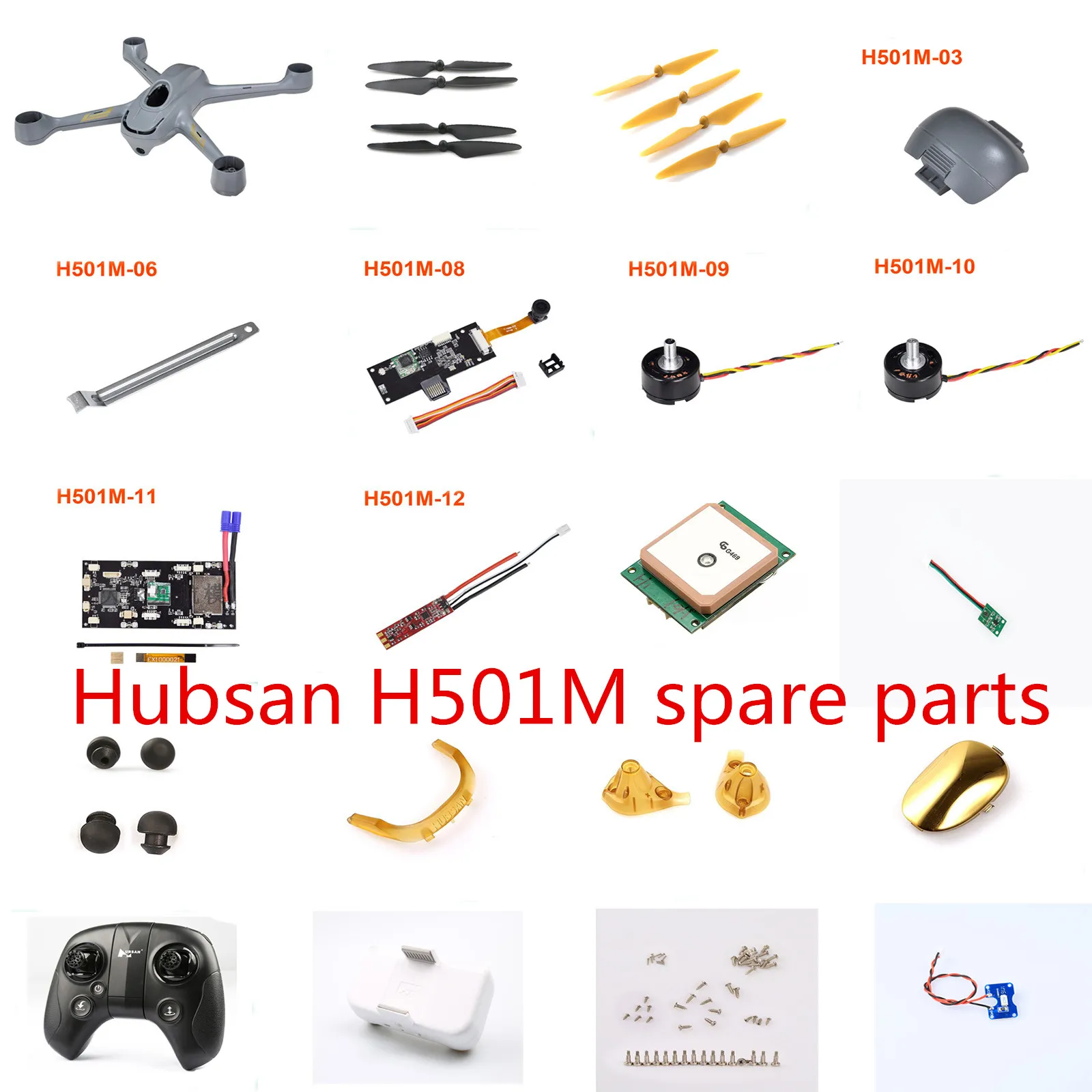 Hubsan H501M X4 RC Drone Quadcopter spare parts blade motor ESC receiver Camera board GPS body shell LED remote control etc
Hubsan H501M X4 RC Drone Quadcopter spare parts blade motor ESC receiver Camera board GPS body shell LED remote control etc