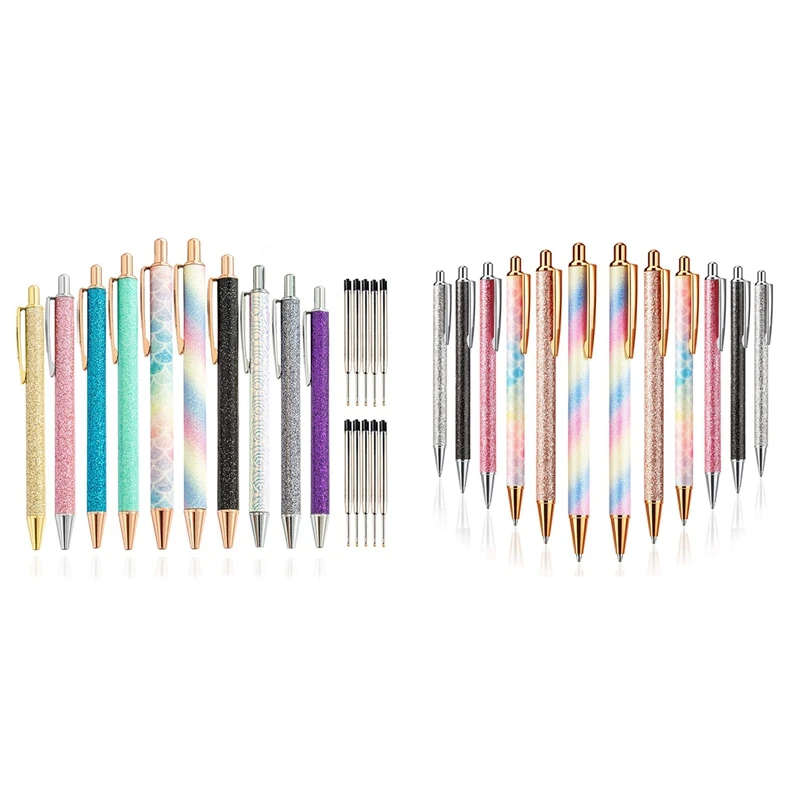 22Pcs Metal Ballpoint Pens 1.0 mm Retractable Ballpoint Pens Glitter Metal Pens with 10Pcs Refills for School Supplies
22Pcs Metal Ballpoint Pens 1.0 mm Retractable Ballpoint Pens Glitter Metal Pens with 10Pcs Refills for School Supplies
