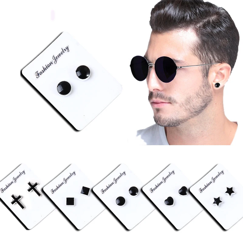 

Black Drip Earrings Magnet Without Pierced Stainless Steel Round Love Star Cross Stud Earrings For Women Men Kid Baby Gift