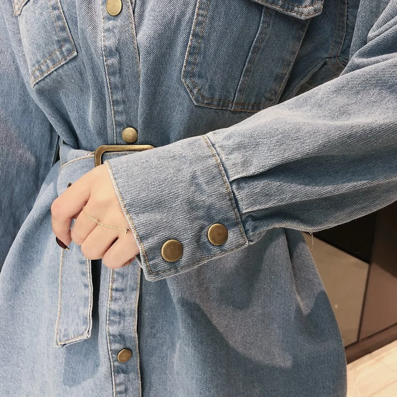 New Spring and Autumn Women Blouses Loose Mid-length Lace Up Waist Denim Shirt Long Sleeve Jacket Shirt NS1903
New Spring and Autumn Women Blouses Loose Mid-length Lace Up Waist Denim Shirt Long Sleeve Jacket Shirt NS1903
