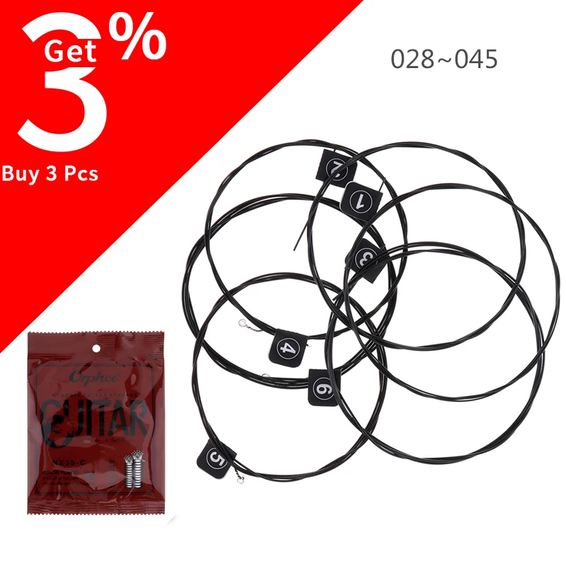 Guitar Strings Black 6Pcs/Set Classic Guitar String 028-045 Color Plated Wire with Great Tone & Hard Tension Guitar Parts
Guitar Strings Black 6Pcs/Set Classic Guitar String 028-045 Color Plated Wire with Great Tone & Hard Tension Guitar Parts
