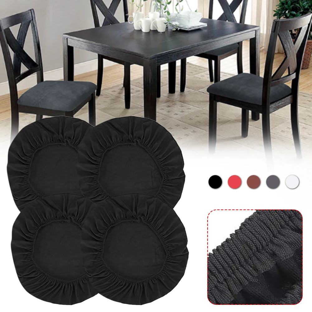 

4PC Removable Spandex Stretch Elastic Chair Hood Seat Covers Kitchen Dining Wedding Banquet Cushion Covers Washable Slipcover