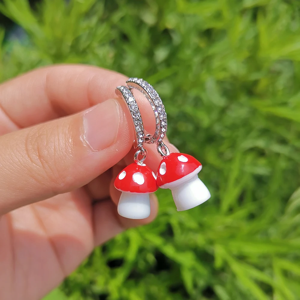 Lost Lady Stylish Cute Red Resin Mushroom Earrings for Women Shiny Rhinestone Hoop Huggies Earrings Wholesale Jewelry Bijoux INS
Lost Lady Stylish Cute Red Resin Mushroom Earrings for Women Shiny Rhinestone Hoop Huggies Earrings Wholesale Jewelry Bijoux INS