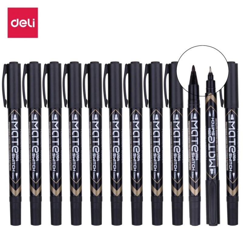 Deli Oily Marker Pen Double Tip Paint Pen Oily Signature Pen Black/Red/Blue Ink Mark Pens Logistics Marker 12 Pcs/Box
Deli Oily Marker Pen Double Tip Paint Pen Oily Signature Pen Black/Red/Blue Ink Mark Pens Logistics Marker 12 Pcs/Box
