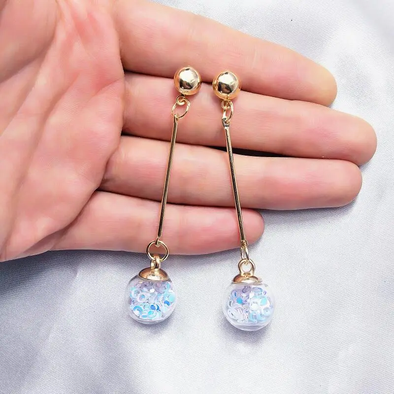 Trendy Korean Round Ball Earrings For Women Girl Gift Fashion Transparent Dangle Earring Joker With Sequins Drop Earring Jewelry 
Trendy Korean Round Ball Earrings For Women Girl Gift Fashion Transparent Dangle Earring Joker With Sequins Drop Earring Jewelry