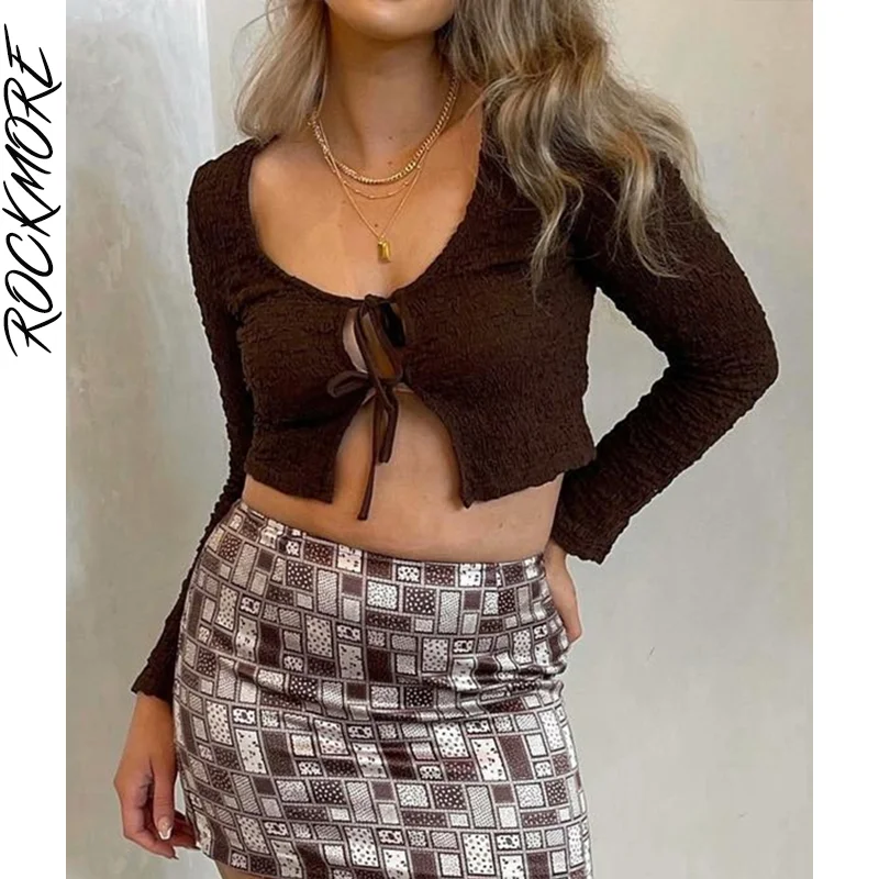 Rockmore Sexy Crop Top Women y2k Crewneck Tie Up Long Sleeve T Shirt Streetwear Casual Solid Basic Tee Cardigans Brown Green
Rockmore Sexy Crop Top Women y2k Crewneck Tie Up Long Sleeve T Shirt Streetwear Casual Solid Basic Tee Cardigans Brown Green