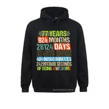 77th Birthday Gifts Countdown 77 Yrs Old Being Awesome Pullover Hoodies For Men 2021 New Sweatshirts Preppy Style