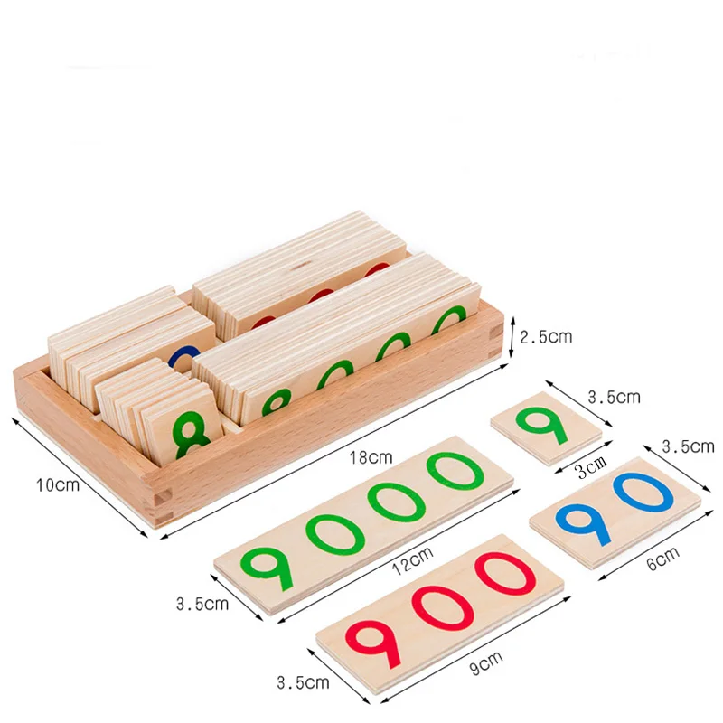 Детские деревянные цифры Монтессори 1-9000 обучающих карточек математические