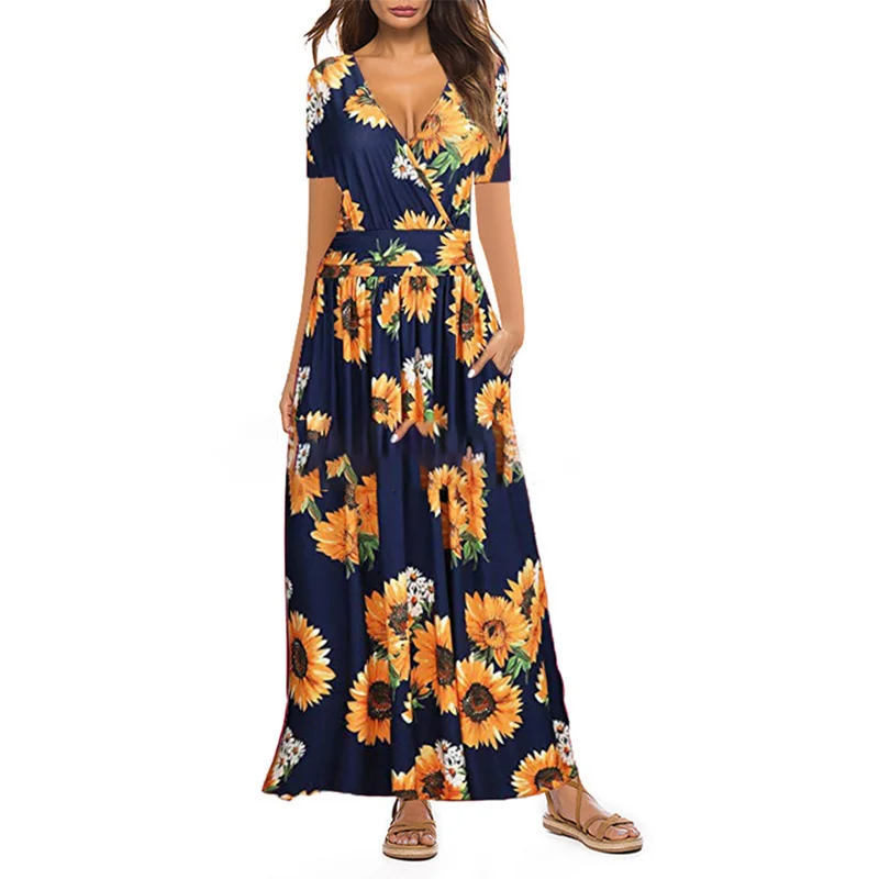 V-neck Long Dress For Women Summer Elegant Dress Bohemian Floral Print Robe Plus Size Bohemian Slim Cotton Dress Vestidos
V-neck Long Dress For Women Summer Elegant Dress Bohemian Floral Print Robe Plus Size Bohemian Slim Cotton Dress Vestidos