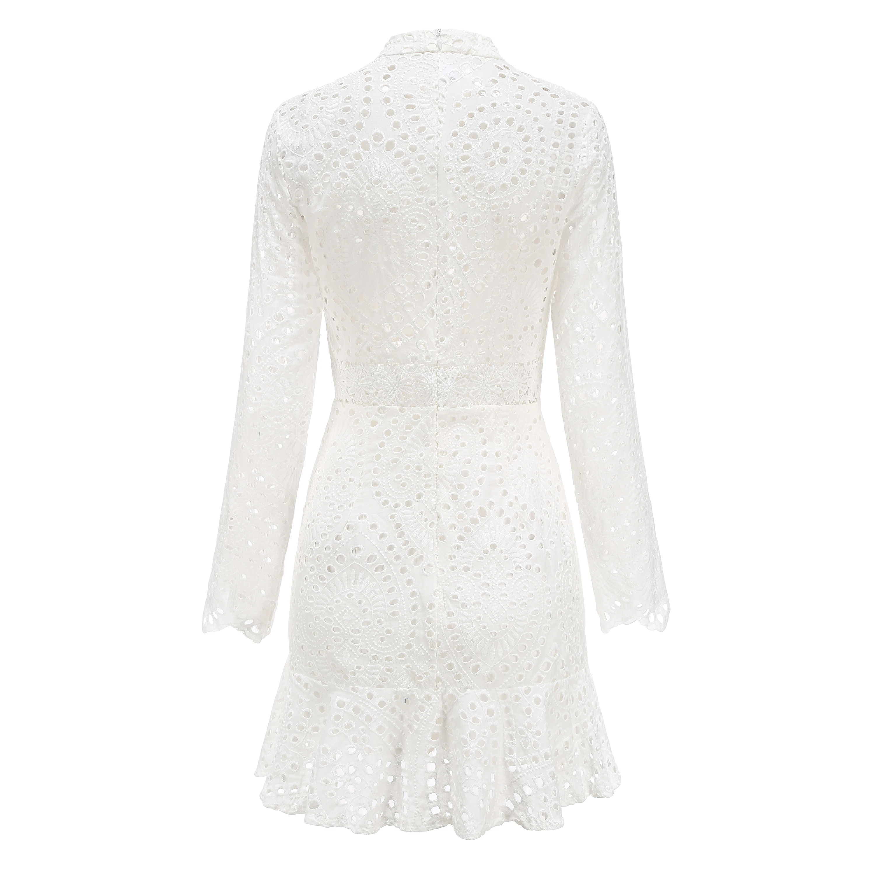 Milalit Solid White Sweet Women's Hollow Out Embroidery Floral Pattern Short Dress with Full Sleeve Ruffles for Spring Autumn
Milalit Solid White Sweet Women's Hollow Out Embroidery Floral Pattern Short Dress with Full Sleeve Ruffles for Spring Autumn