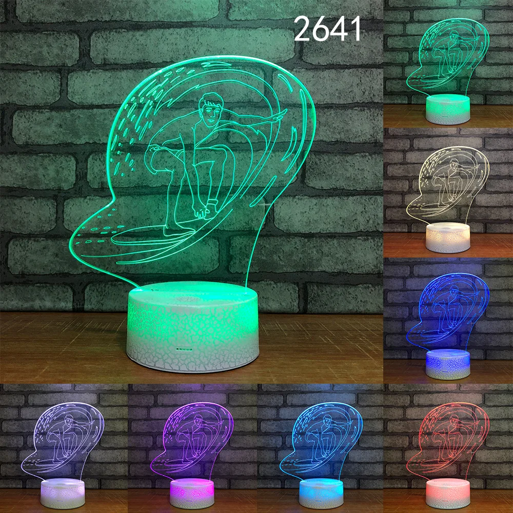 7 Color Changing LED 3D Surfing Table Lamp Kids Touch USB NightLight Sleep Lamparas Lighting Bedroom Decor for Friends Gift
7 Color Changing LED 3D Surfing Table Lamp Kids Touch USB NightLight Sleep Lamparas Lighting Bedroom Decor for Friends Gift