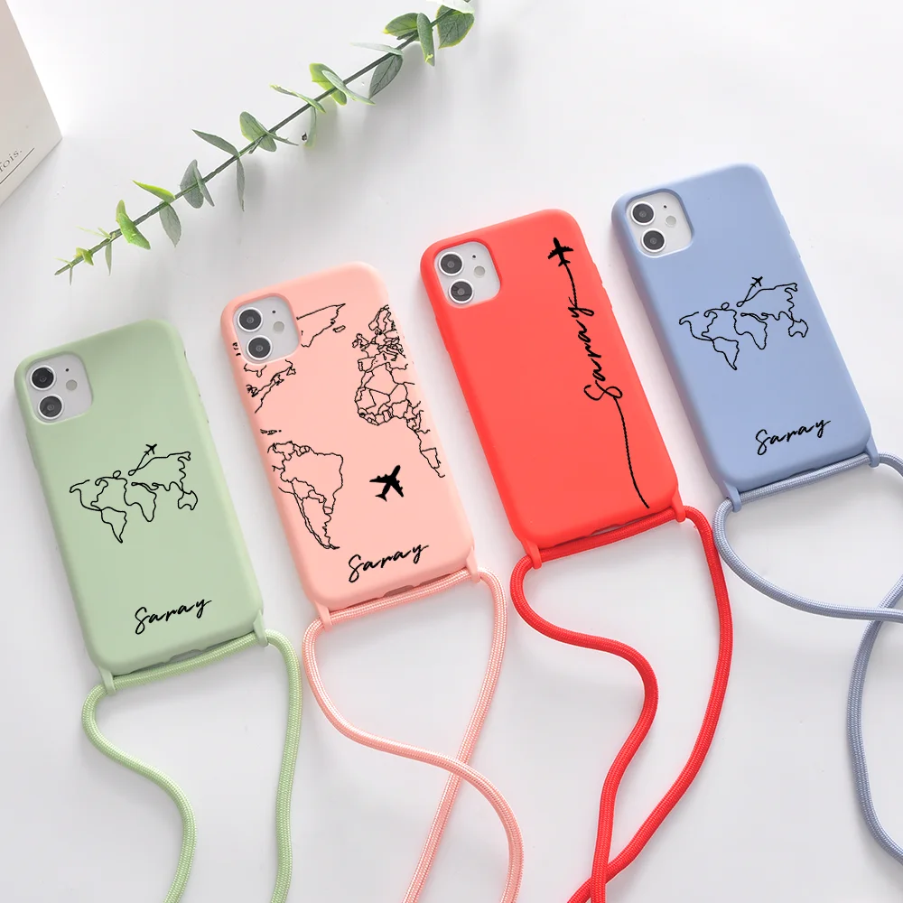 Custom Name Soft Silicone Phone Case With Rope for iPhone 12 11 Pro Max 7 8 Plus X XS XR DIY Crossbody Lanyard Neck Strap Cover
Custom Name Soft Silicone Phone Case With Rope for iPhone 12 11 Pro Max 7 8 Plus X XS XR DIY Crossbody Lanyard Neck Strap Cover
