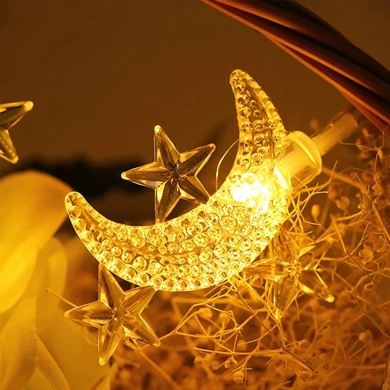 Moon Mini Star String Lights Battery Operated,16.4Ft 50Led Twinkle Lights String Lights for Patio Garden, Wedding