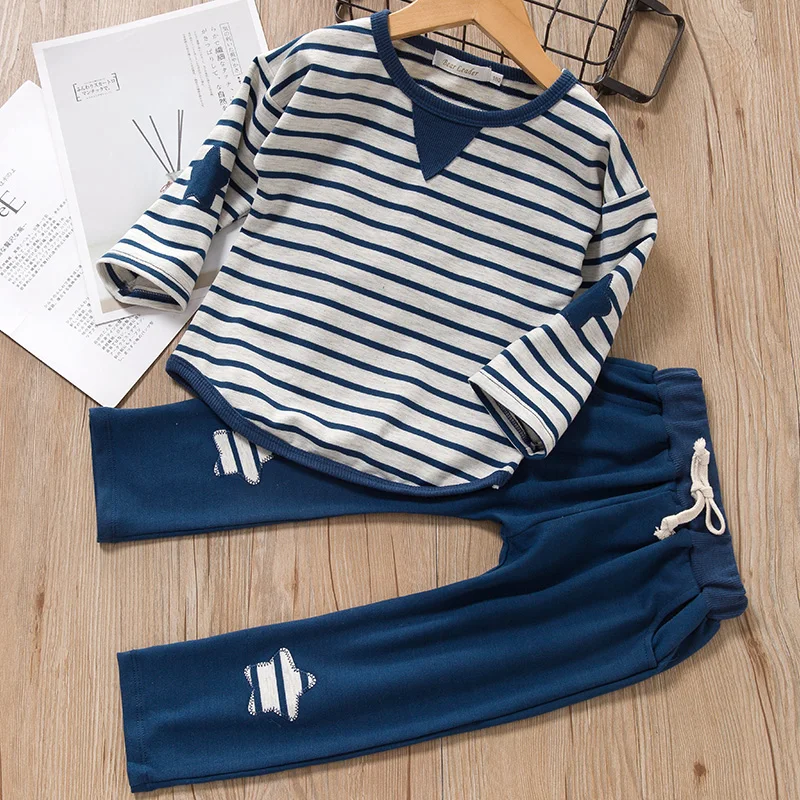 Baby Boys New Clothes Suit Pants Striped Star Top+Lace-up Trousers Two-Piece Set Korean Spring Autumn Cotton Comfort Boy Clothes
Baby Boys New Clothes Suit Pants Striped Star Top+Lace-up Trousers Two-Piece Set Korean Spring Autumn Cotton Comfort Boy Clothes