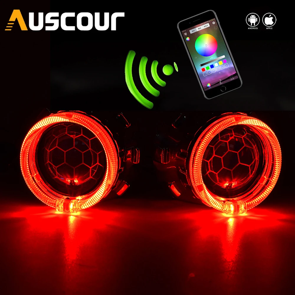 2 5 дюймовый сотовый биксеноновый Hid проектор с RGB App Bluetooth маска ангельские глазки