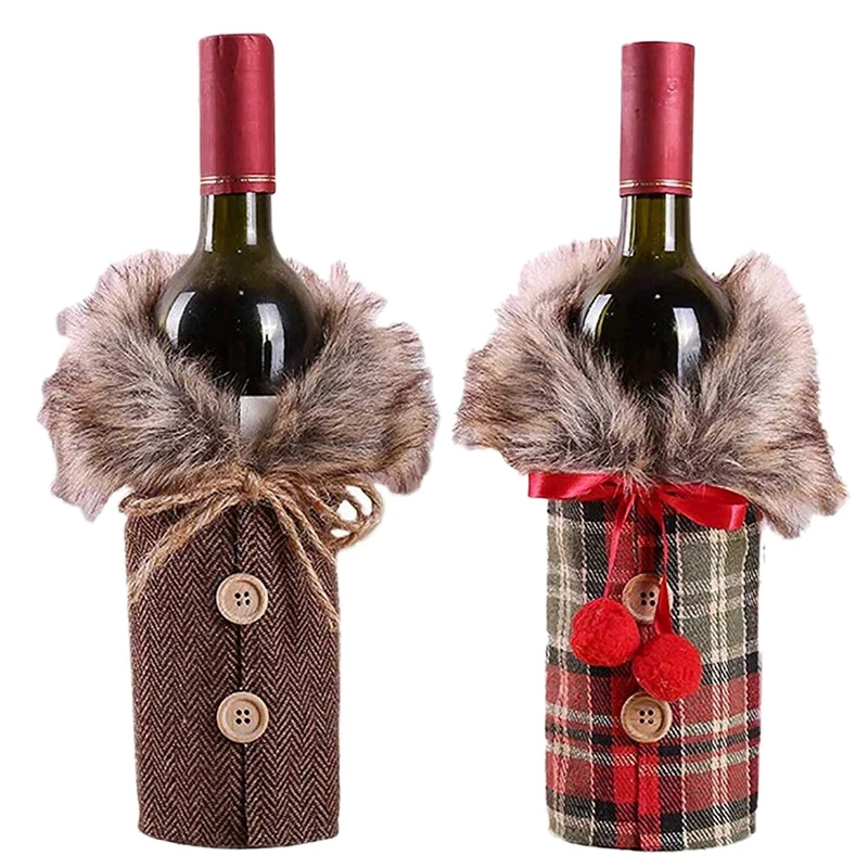 2Pcs Christmas Sweater Wine Bottle Cover, Newest Collar and Button Coat Design Wine Bottle Sweater Wine Bottle Dress Sets Xmas P 
2Pcs Christmas Sweater Wine Bottle Cover, Newest Collar and Button Coat Design Wine Bottle Sweater Wine Bottle Dress Sets Xmas P