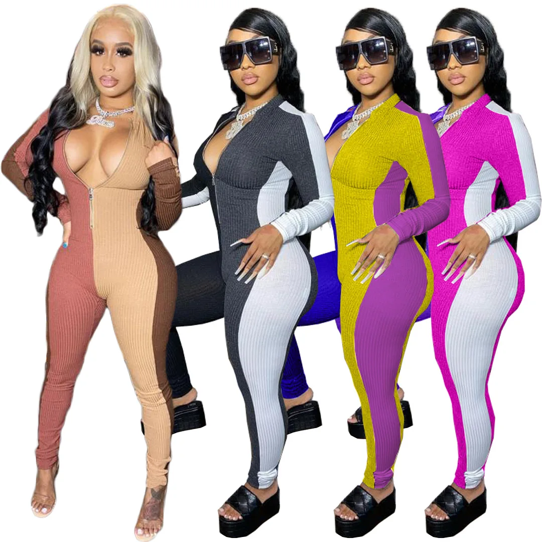 Slim Package Buttocks Color Matching Zipper Jumpsuit Women's Jumpsuit Exercise Sports Cycling Competition Fitness Street Clothes 
Slim Package Buttocks Color Matching Zipper Jumpsuit Women's Jumpsuit Exercise Sports Cycling Competition Fitness Street Clothes