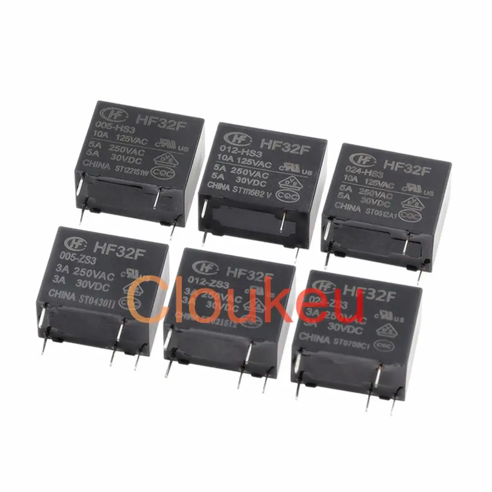 

Реле HF32F JZC-32F-005 009 012 024-HS3 ZS3 3A 5A 4pin 5pin 5V 9V 12V 24VDC