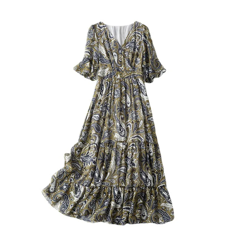 Woman Floral Dress 100% Silk V Neck Printed Dress Women 2021 Spring Summer Mulberry Silk Clothes Vestidos
Woman Floral Dress 100% Silk V Neck Printed Dress Women 2021 Spring Summer Mulberry Silk Clothes Vestidos