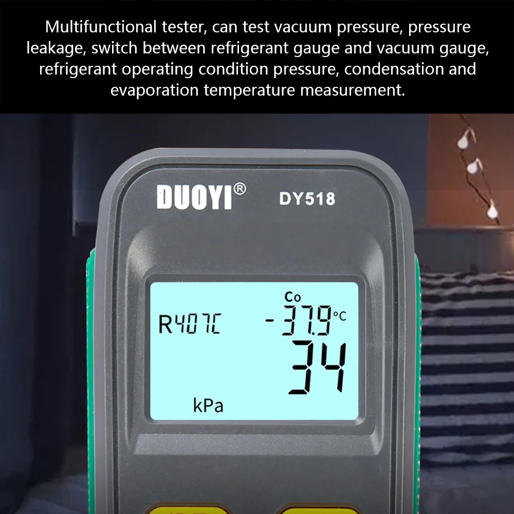 Digital Manifold Gauge Vacuum Pressure Temperature Leakage Tester Fluoride Meter HVAC System Gauge for AC Refrigerator Car Tools
Digital Manifold Gauge Vacuum Pressure Temperature Leakage Tester Fluoride Meter HVAC System Gauge for AC Refrigerator Car Tools
