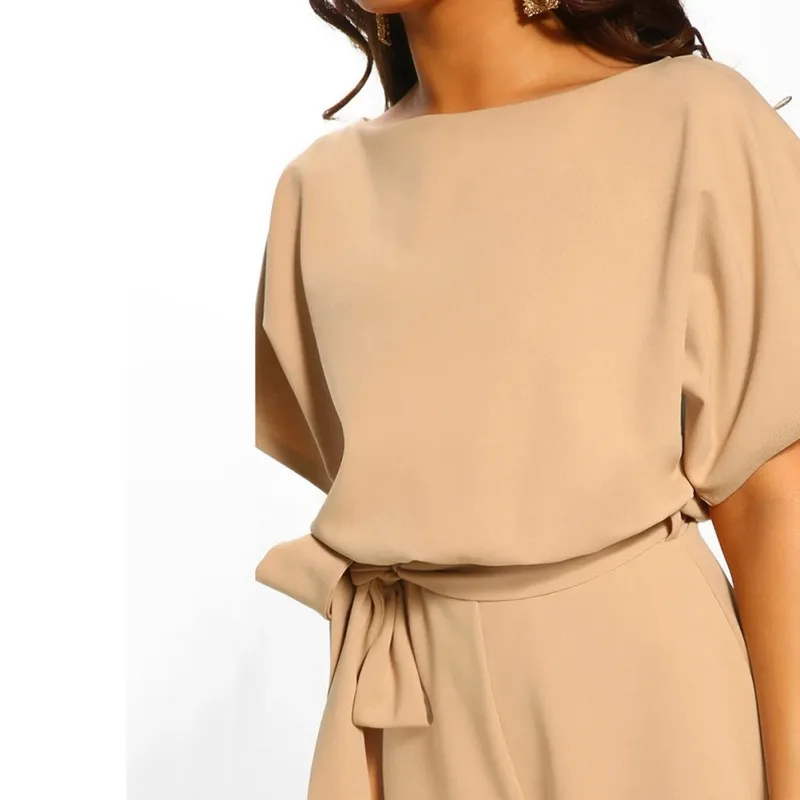 Fashion Playsuit O-Neck Short Sleeve Women Playsuits Summer Bow Belt Loose Pants
Fashion Playsuit O-Neck Short Sleeve Women Playsuits Summer Bow Belt Loose Pants