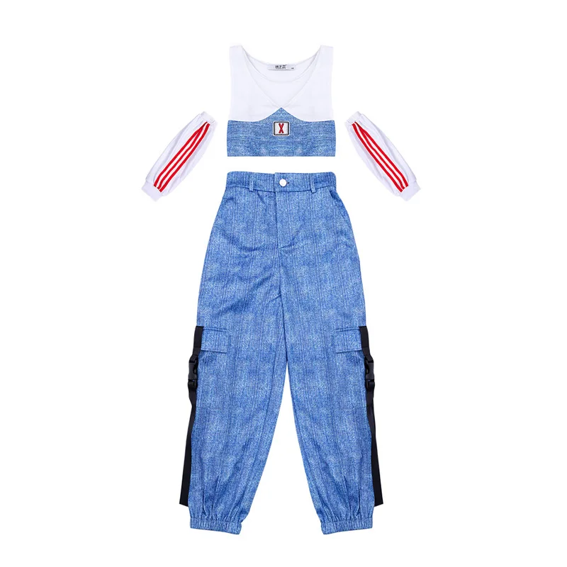 Kids Hip Hop Clothing White Cuff Top Blue Vest Crop Casual Pants for Girls Ballroom Dancing Streetwear Jazz Dance Costume XS1173
Kids Hip Hop Clothing White Cuff Top Blue Vest Crop Casual Pants for Girls Ballroom Dancing Streetwear Jazz Dance Costume XS1173