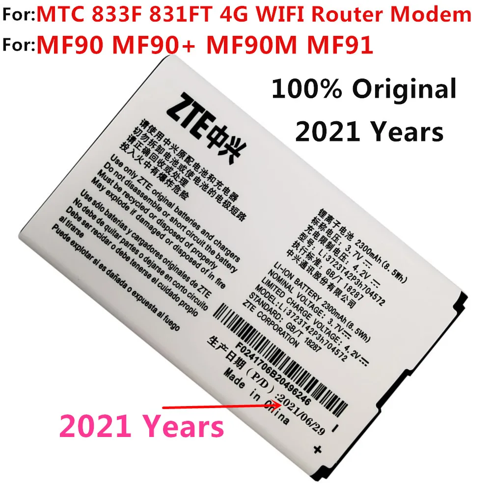 Original New 2300mAh Li3723T42P3h704572 Battery For MTC 833F 831FT 4G WIFI Router Modem For ZTE MF90 MF90+ MF90M MF91 Batteries
Original New 2300mAh Li3723T42P3h704572 Battery For MTC 833F 831FT 4G WIFI Router Modem For ZTE MF90 MF90+ MF90M MF91 Batteries