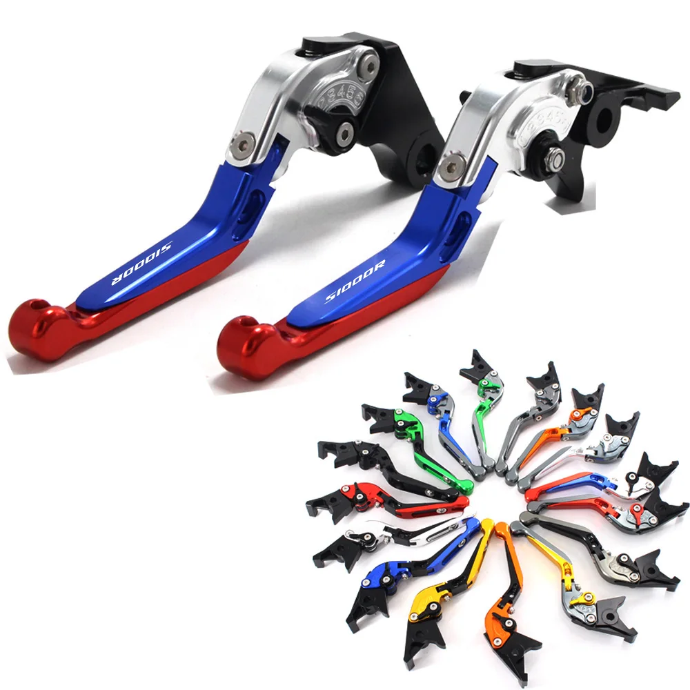 Laser Logo(S1000R) Blue+Titanium CNC Folding Extendable Motorcycle Brake Clutch Levers For BMW S1000R (w and w/o CC) 2015-2018 | Автомобили