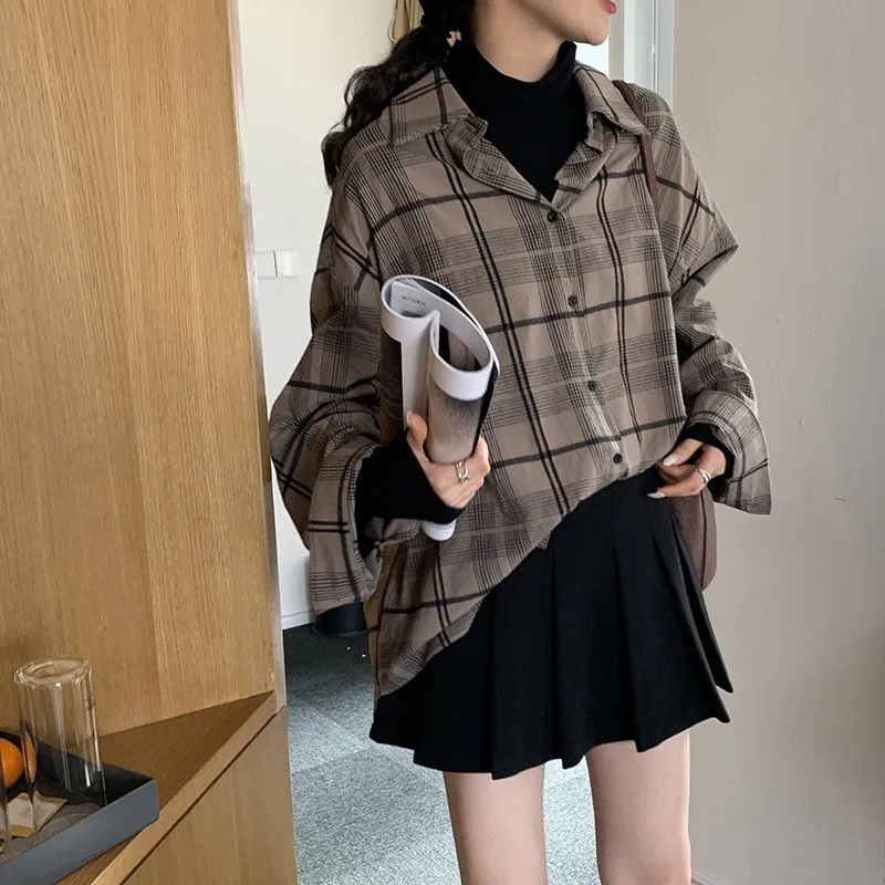 QWEEK Plaid Shirt Women Long Sleeve Button Up Shirt Ladies Tops Turn Down Collared Shirt Korean Leisure Vintage Blouse Women
QWEEK Plaid Shirt Women Long Sleeve Button Up Shirt Ladies Tops Turn Down Collared Shirt Korean Leisure Vintage Blouse Women