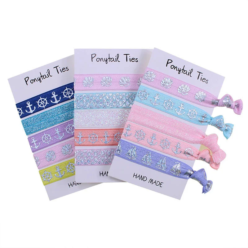 3 sets/lot (15pcs) Shell printed hair band silver hologram anchor hair ties mermaid fish scales elastic band
3 sets/lot (15pcs) Shell printed hair band silver hologram anchor hair ties mermaid fish scales elastic band