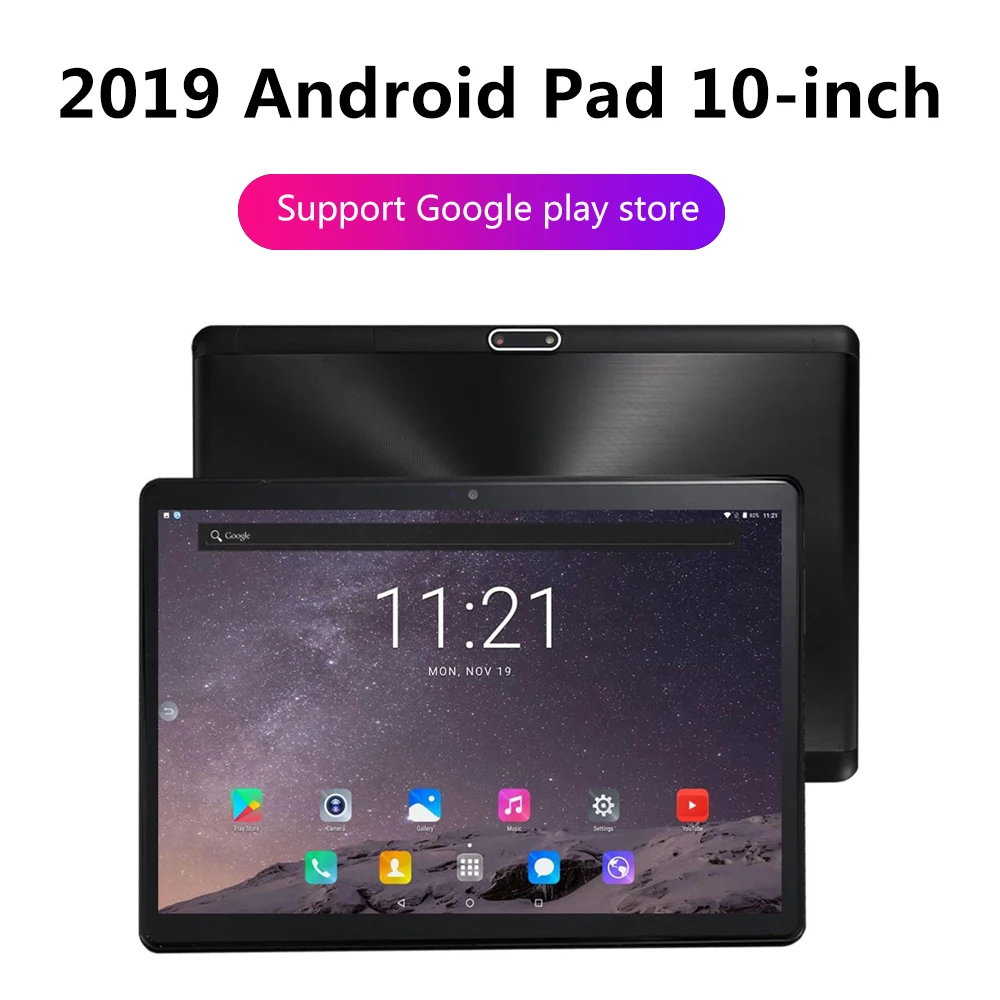 Планшет с 10 1-дюймовым дисплеем ОЗУ 4 Гб ПЗУ 64 ГБ 1920x1200 IPS 2.5D закаленное стекло Android 7