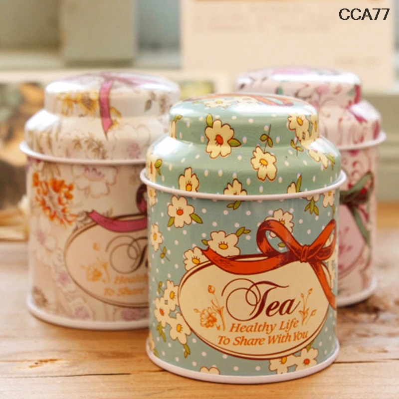 

1 шт цветочный дизайн металла чай кофе сахар олова Jar контейнер конфеты запечатанные банки коробка разные цвета