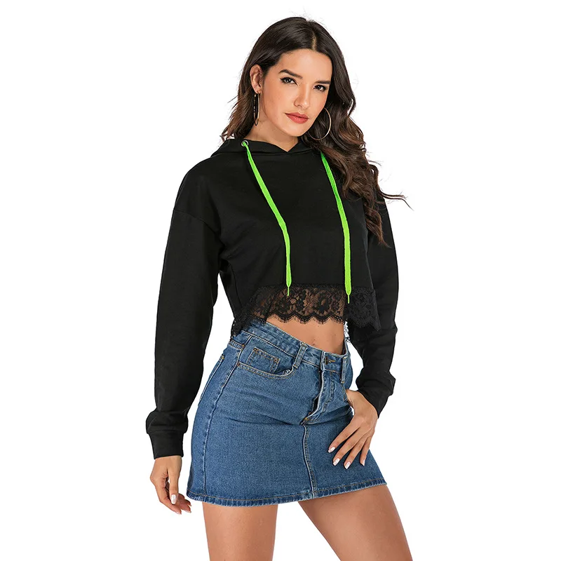 Neatie kiddie Black Lace Patchwork Women Hoodies Sweatshirt Long Sleeve Slim Pullovers Tops Short Hoodie Casual Clothes
Neatie kiddie Black Lace Patchwork Women Hoodies Sweatshirt Long Sleeve Slim Pullovers Tops Short Hoodie Casual Clothes