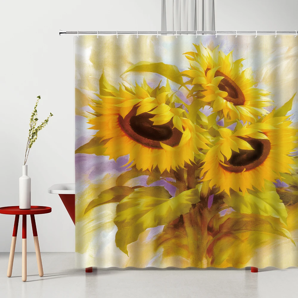 Sunflower Oil Painting Bathroom Shower Curtain Ttulip Lotus Retro Style Bathtub Screen Polyester Fabric Bath Curtains With Hooks
Sunflower Oil Painting Bathroom Shower Curtain Ttulip Lotus Retro Style Bathtub Screen Polyester Fabric Bath Curtains With Hooks