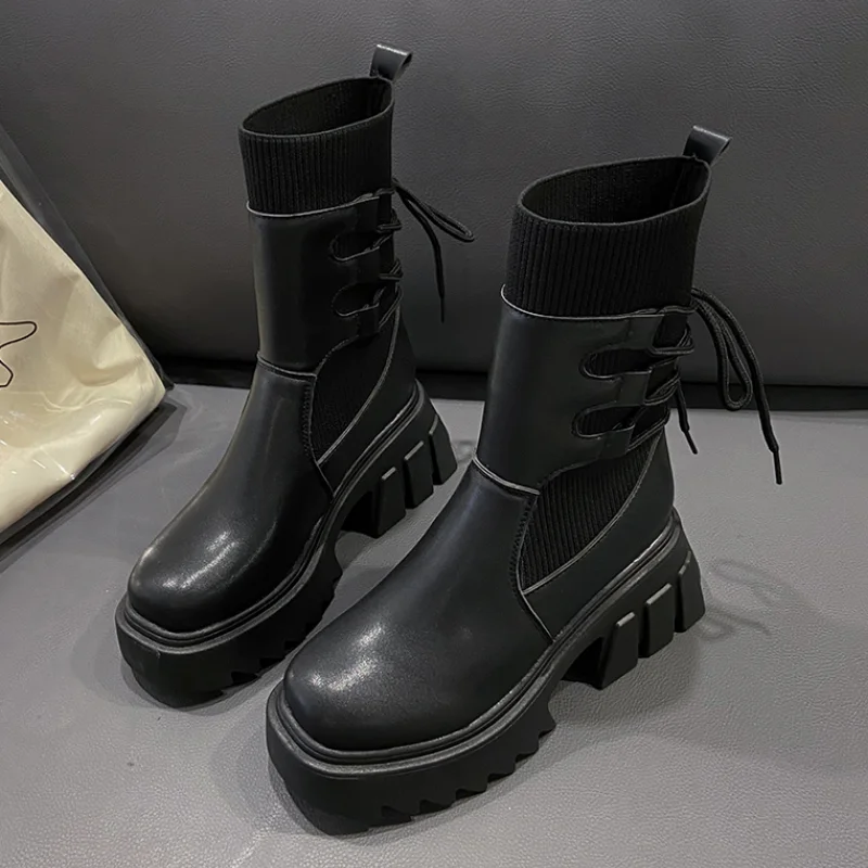 2021 Autumn and Winter New Women's Mid-tube Boots PU Leather Slip-on Women's Round Toe Short Boots Thick-soled Motorcycle Boots
2021 Autumn and Winter New Women's Mid-tube Boots PU Leather Slip-on Women's Round Toe Short Boots Thick-soled Motorcycle Boots